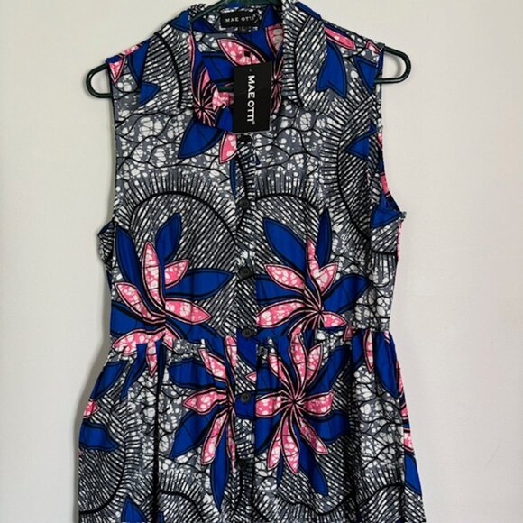Mae Otti Blue & Pink Floral Maxi Dress Size Large - Picture 5 of 8
